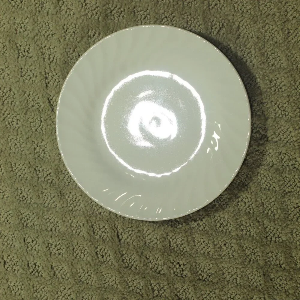 Set of 4  Gibson ~ 7” Salad Plates White Swirl  EUC!